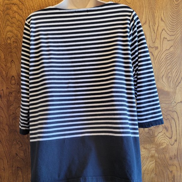 Chaps 3/4 Sleeve Stripped T-Shirt - Picture 2 of 3